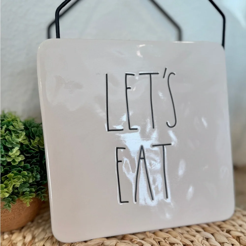 Rae Dunn White Square 'Let's Eat' Serving Plate - Picture 2 of 4